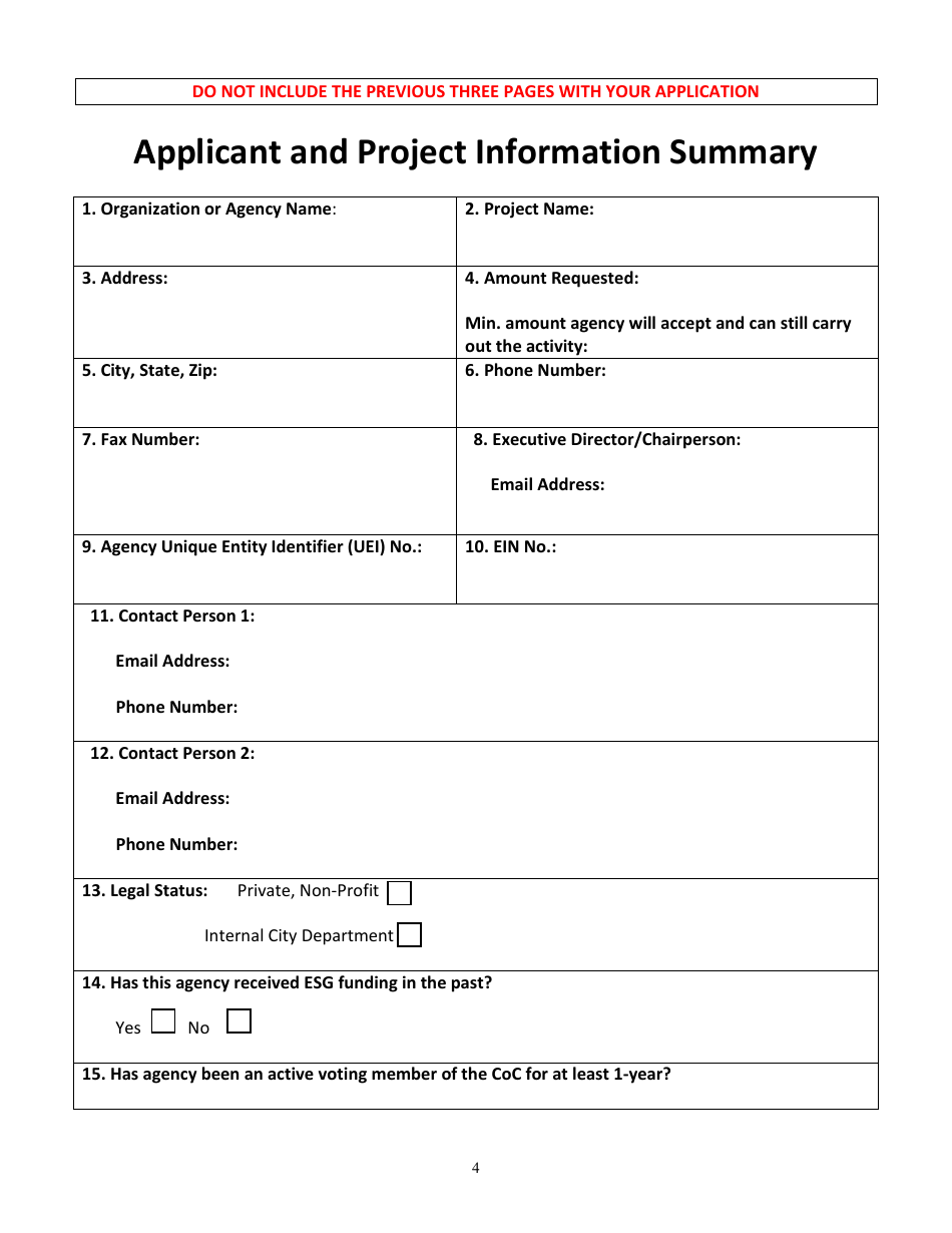 Emergency Solutions Grant (Esg) Request for Proposals (Rfp) - City of Flint, Michigan, Page 4