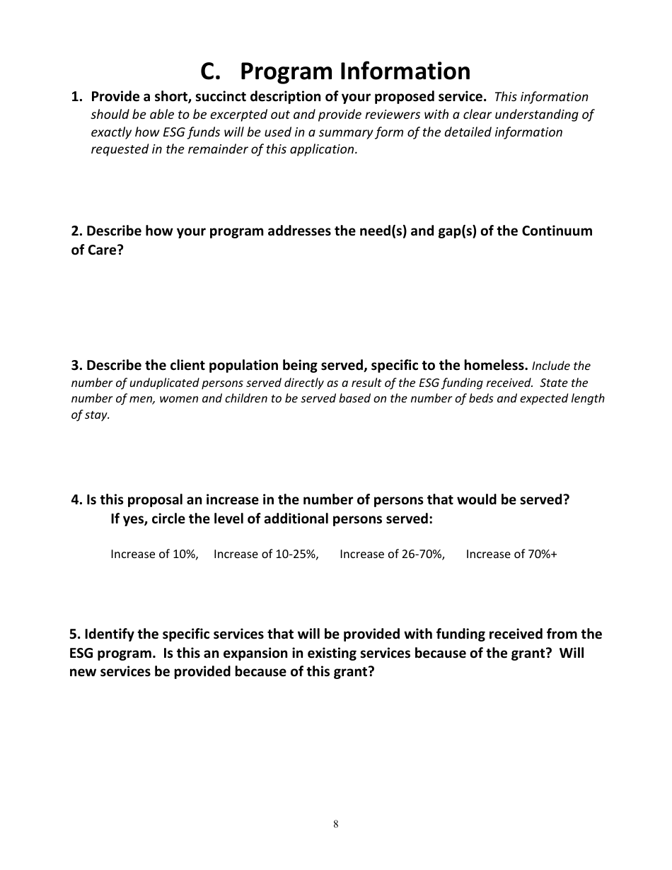 Emergency Solutions Grant (Esg) Request for Proposals (Rfp) - City of Flint, Michigan, Page 8
