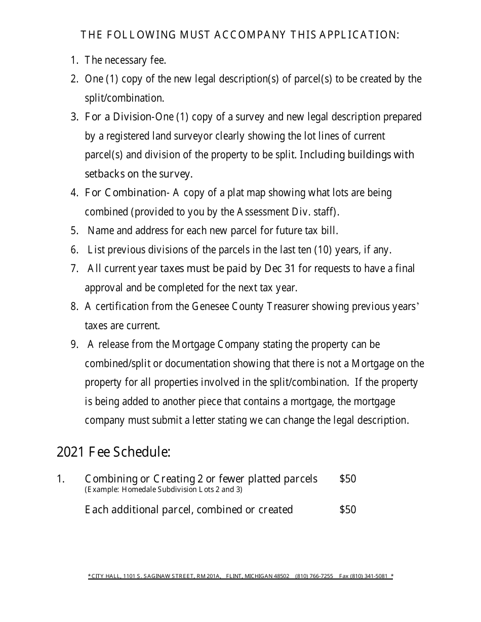 Land Division and Combination Application - City of Flint, Michigan, Page 3