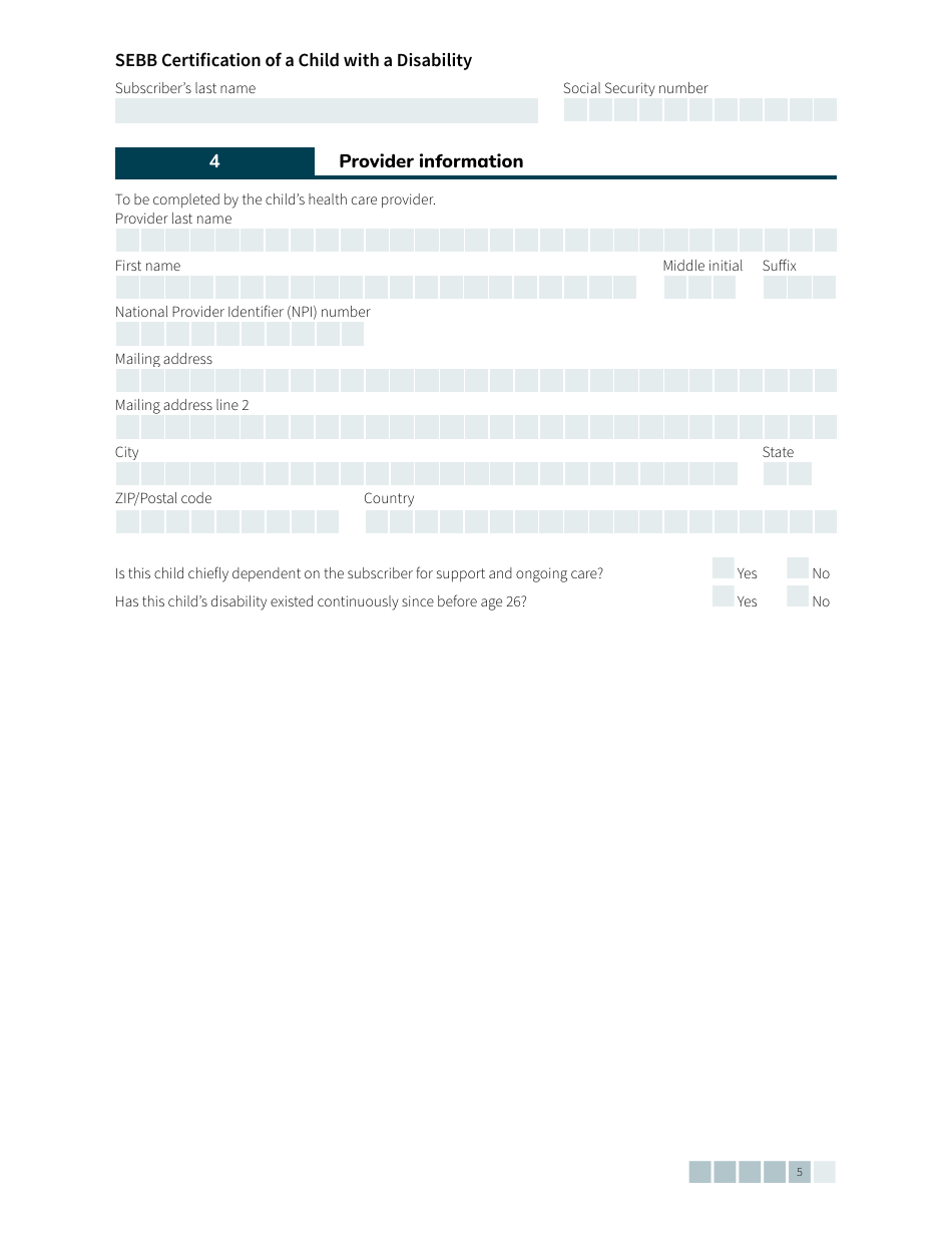 Form HCA20-0061 Sebb Certification of a Child With a Disability - Washington, Page 5