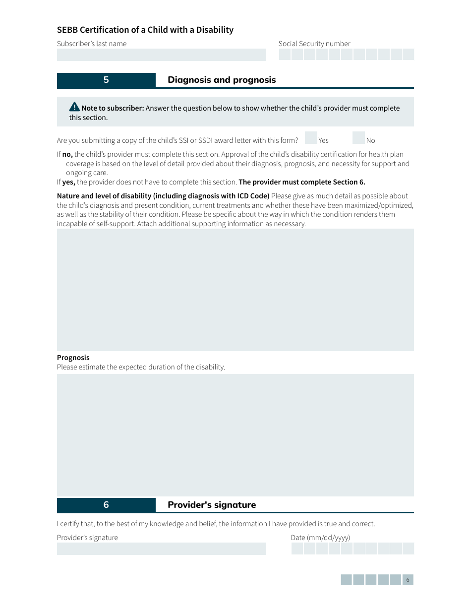 Form HCA20-0061 Sebb Certification of a Child With a Disability - Washington, Page 6