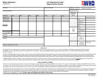 Document preview: Form WH-501 Wage Statement
