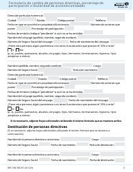 Formulario 700 306-ES Formulario De Cambio De Personas Directivas, Porcentaje De Participacion O Titularidad De Acciones/Unidades - Washington (Spanish), Page 3