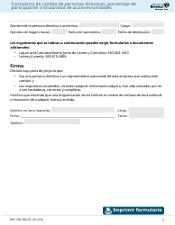 Formulario 700 306-ES Formulario De Cambio De Personas Directivas, Porcentaje De Participacion O Titularidad De Acciones/Unidades - Washington (Spanish), Page 4