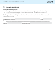 Formulario BLS700 160-ES Formulario De Cambio De Informacion Comercial - Washington (Spanish), Page 3