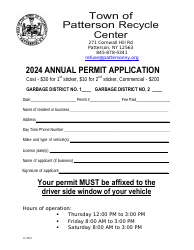 Document preview: Annual Permit Application - Town of Patterson, New York, 2024