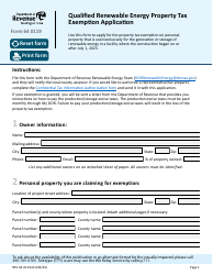 Document preview: Form 64 0119 Qualified Renewable Energy Property Tax Exemption Application - Washington