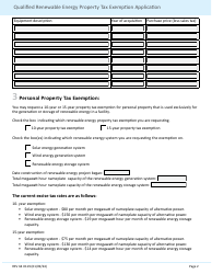 Form 64 0119 Qualified Renewable Energy Property Tax Exemption Application - Washington, Page 2