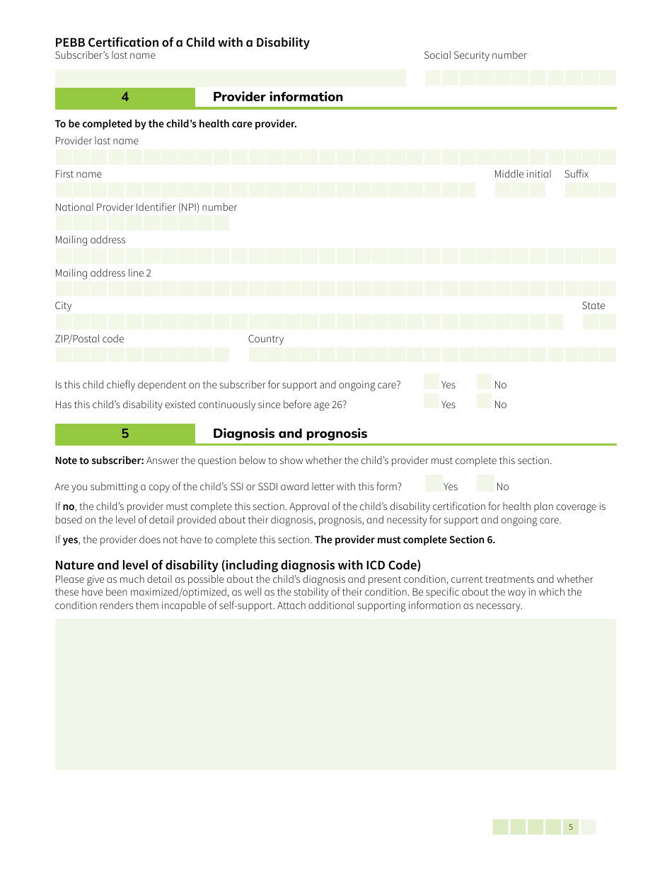 Form HCA50-0142 Pebb Certification of a Child With a Disability - Washington, Page 5