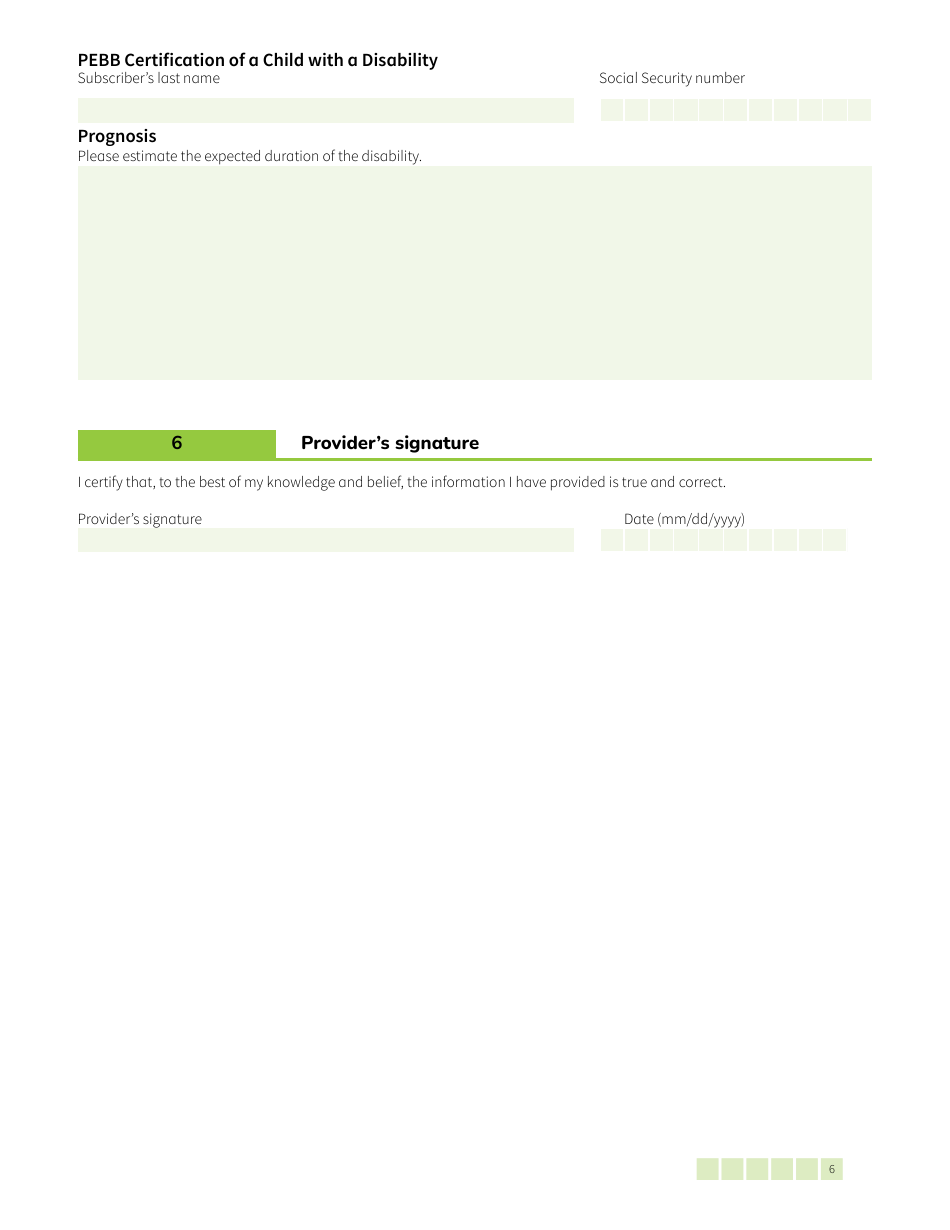 Form HCA50-0142 Pebb Certification of a Child With a Disability - Washington, Page 6