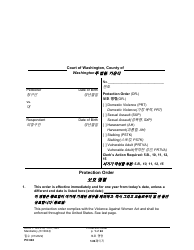Document preview: Form PO040 Protection Order - Washington (English/Korean)
