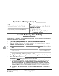Form FL Modify622 Immediate Restraining Order (Ex Parte) and Hearing Notice - Washington