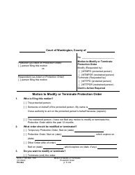 Form PO063 Motion to Modify or Terminate Protection Order - Washington