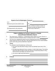 Form FL All Family197 Order on Motion to Correct, Amend, or Vacate Unconfirmed Arbitration Award - Washington