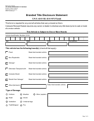 Form DR2710 Branded Title Disclosure Statement - Colorado