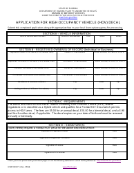 Document preview: Form HSMV83027 Application for High Occupancy Vehicle (Hov) Decal - Florida