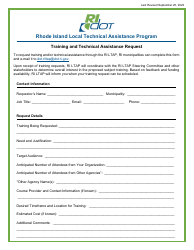 Document preview: Training and Technical Assistance Request - Rhode Island Local Technical Assistance Program - Rhode Island