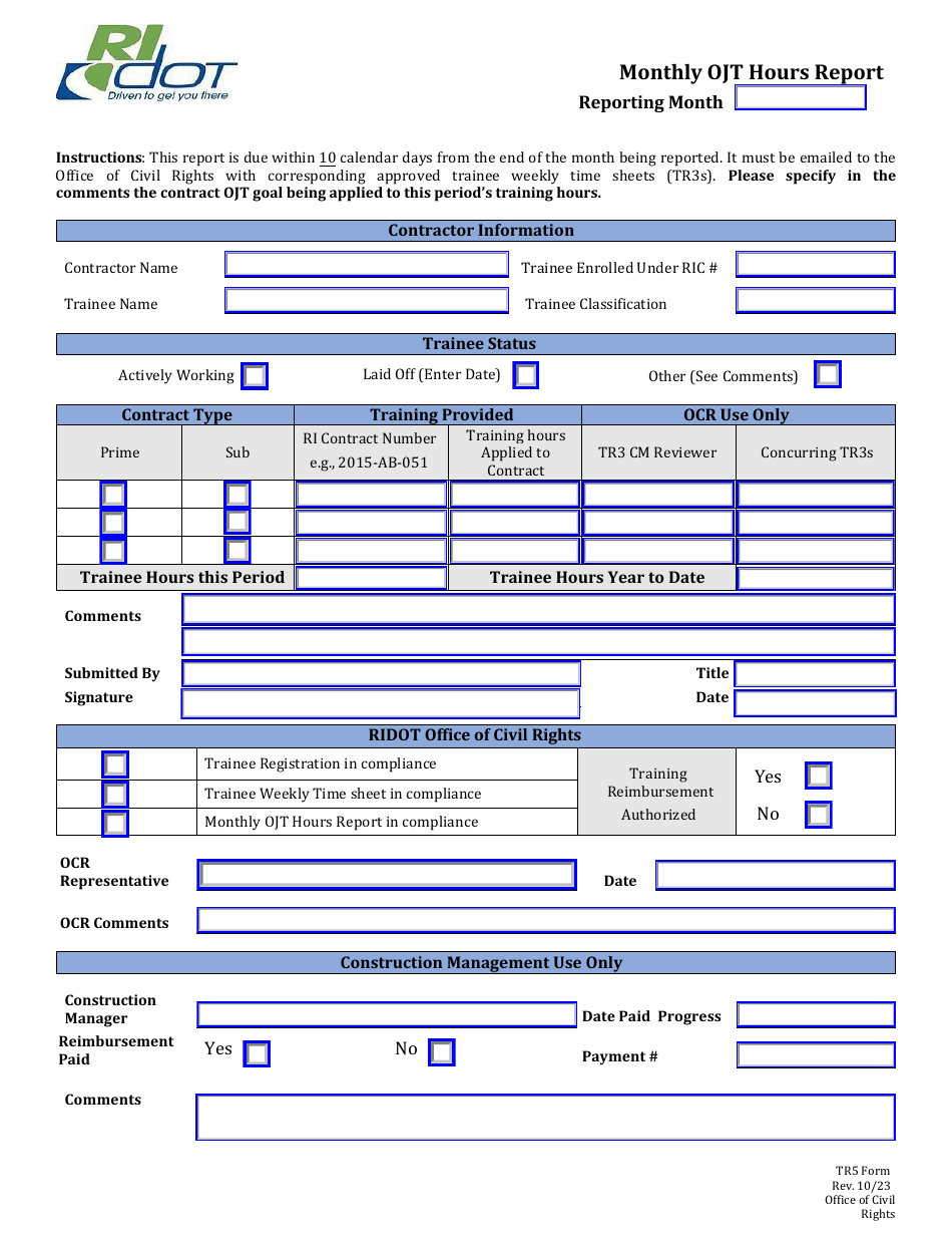 Form TR5 - Fill Out, Sign Online and Download Fillable PDF, Rhode ...