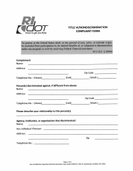 Title VI/Nondiscrimination Complaint Form - Rhode Island