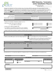 Document preview: Form DBE-007 Dbe Reduction, Termination, and/or Substitution Request - Rhode Island