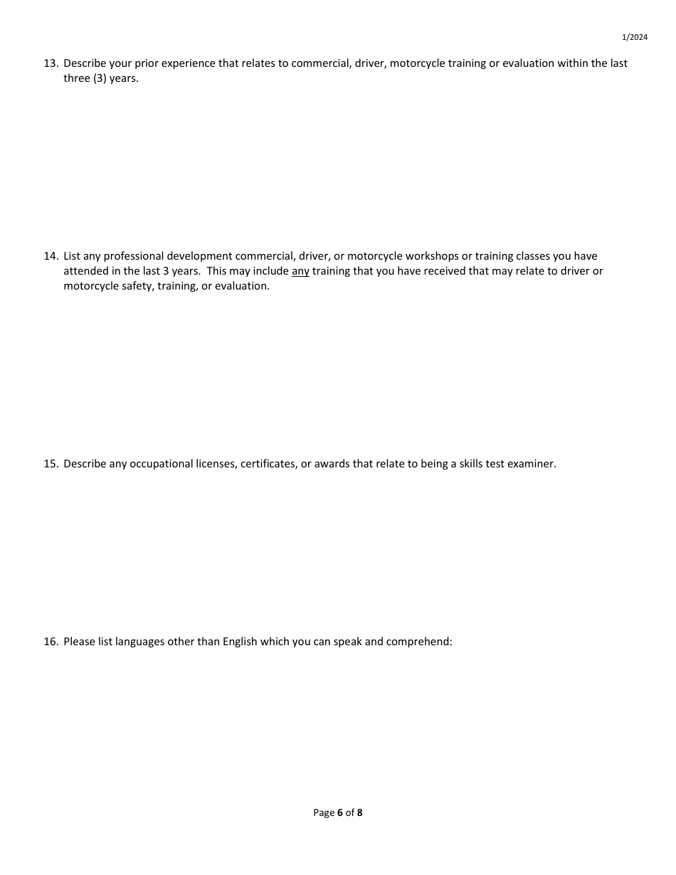 Skills Test Examiner Application - Idaho, Page 6