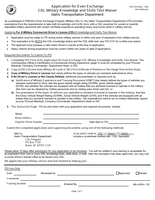 Form ITD3143  Printable Pdf