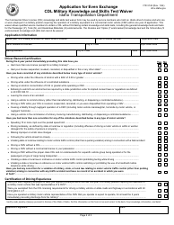 Form ITD3143 Application for Even Exchange Cdl Military Knowledge and Skills Test Waiver - Idaho, Page 2