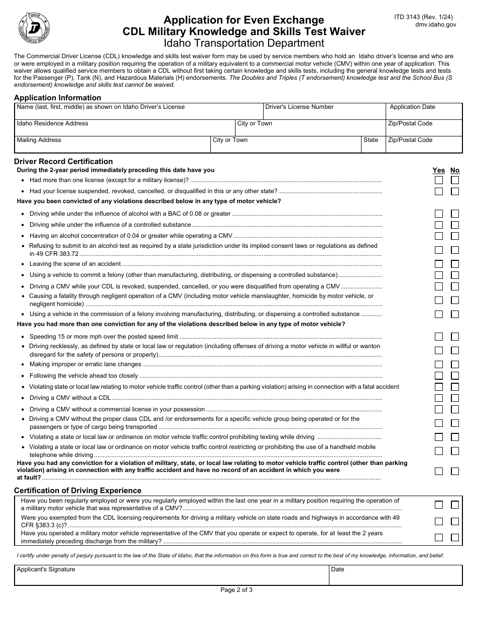 Form ITD3143 Download Fillable PDF Or Fill Online Application For Even ...