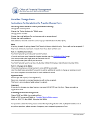 Document preview: Provider Change Form - Washington