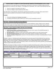 DCYF Form 10-082 Adoption Support Modification Worksheet - Washington