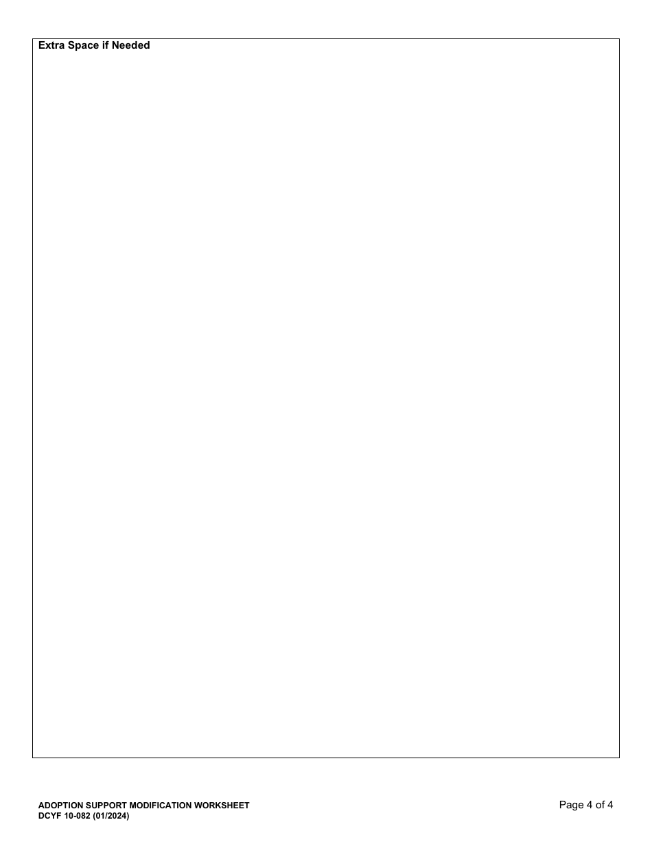 DCYF Form 10-082 Adoption Support Modification Worksheet - Washington, Page 4