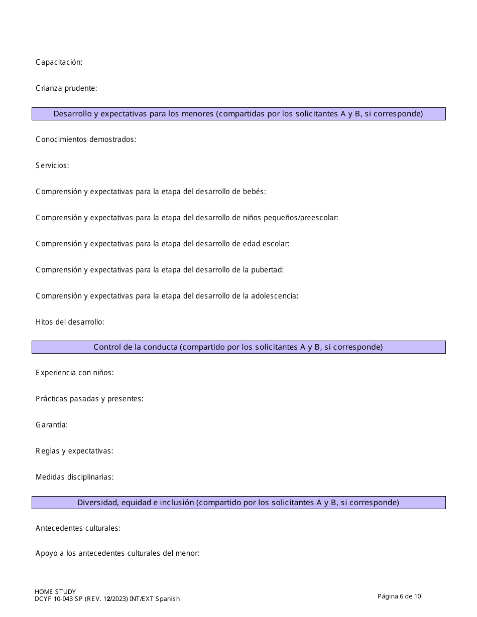 DCYF Formulario 10-043 Estudio Del Hogar - Washington (Spanish), Page 6