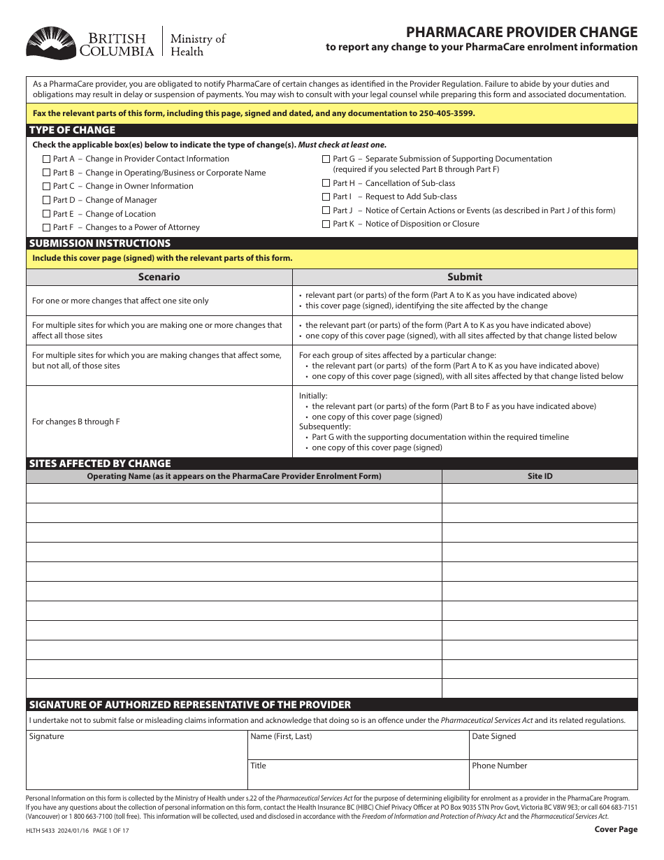 Form HLTH5433 - Fill Out, Sign Online and Download Fillable PDF ...