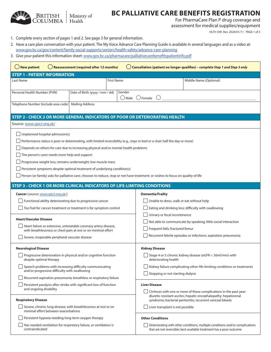 Form HLTH349 - Fill Out, Sign Online and Download Fillable PDF, British ...