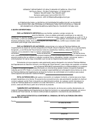 Document preview: Authorization for Release of Medical Records of a Deceased Patient by Person Who Had Authority to Participate in Health Care Decisions When Patient Was Living - Vermont (Spanish)