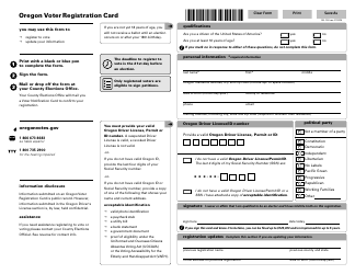 Form SEL500 Oregon Voter Registration Card - Oregon