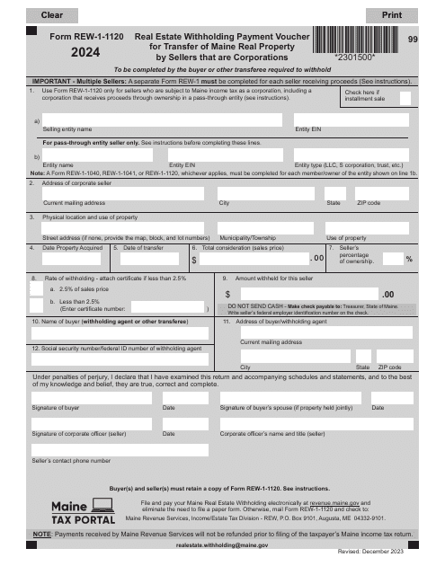 Form REW-1-1120 2024 Printable Pdf