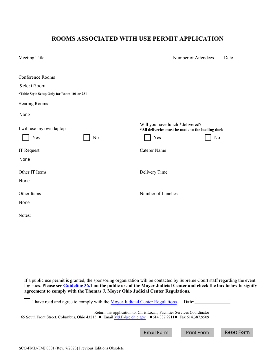 Form SCO-FMD-TMJ0001 Thomas J. Moyer Ohio Judicial Center Public Use Permit Application - Ohio, Page 2
