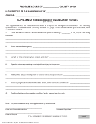 Document preview: Form 17.1A (SCO-CLC-PBT0017.1A) Supplement for Emergency Guardianship of Person - Ohio