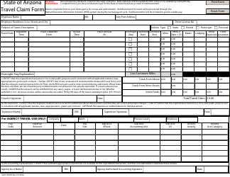Document preview: Form GAO-503EZ Travel Claim Form - Arizona