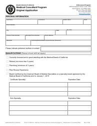 Document preview: Original Application - Medical Consultant Program - California