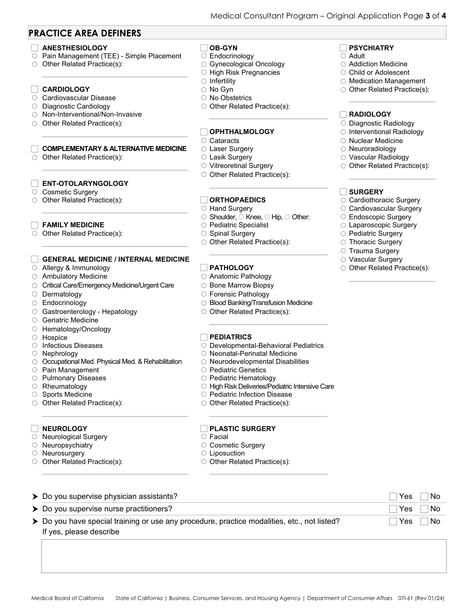 California Original Application Medical Consultant Program Fill Out