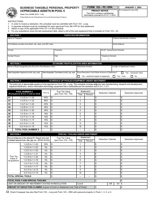 State Form 52498 (103-P5/ERA)  Printable Pdf