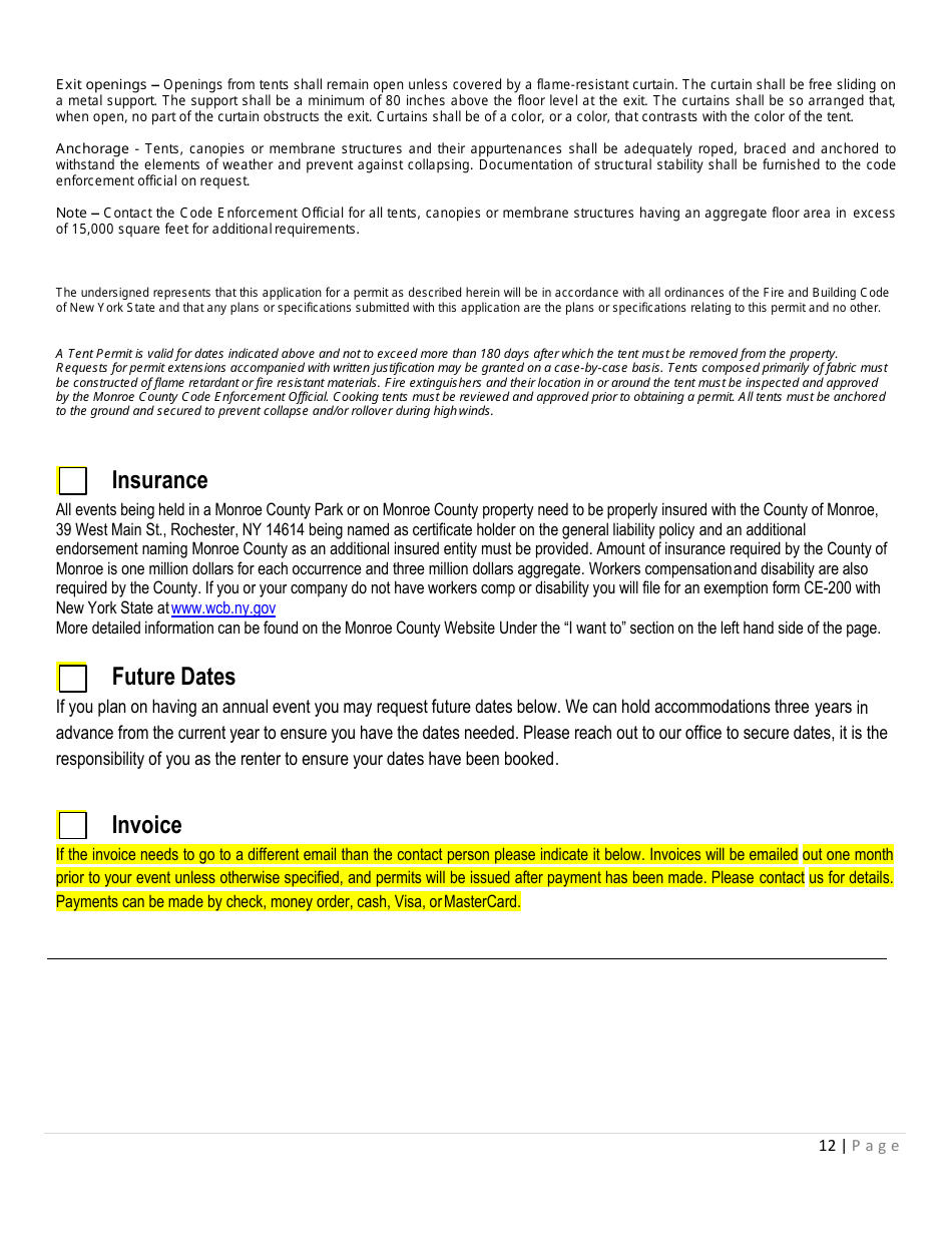 Special Event Application - Monroe County, New York, Page 12