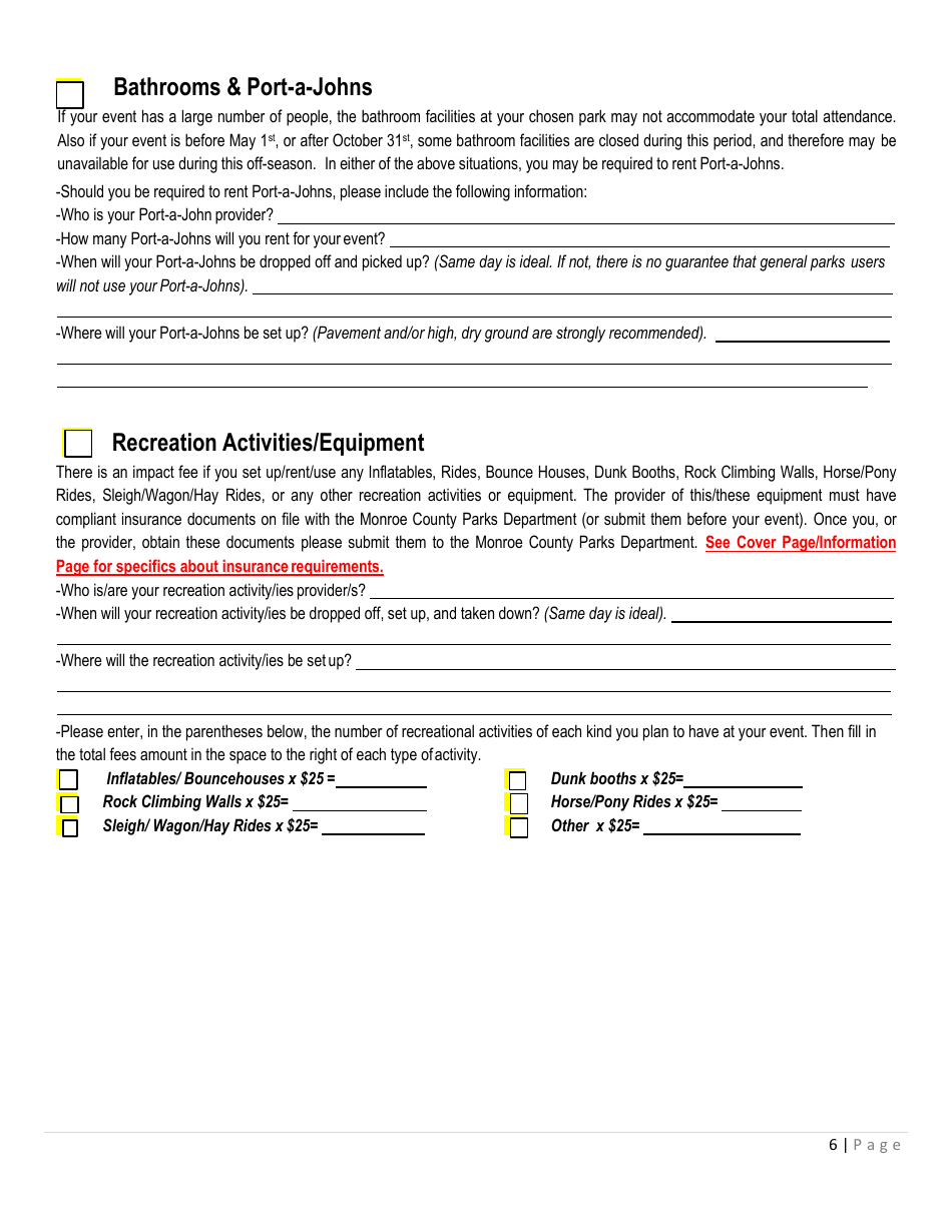 Special Event Application - Monroe County, New York, Page 6
