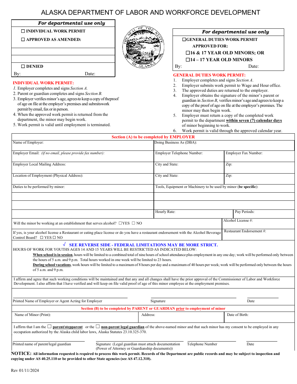 Individual Work Permit - Alaska, Page 1