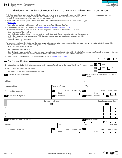 Form T2057  Printable Pdf
