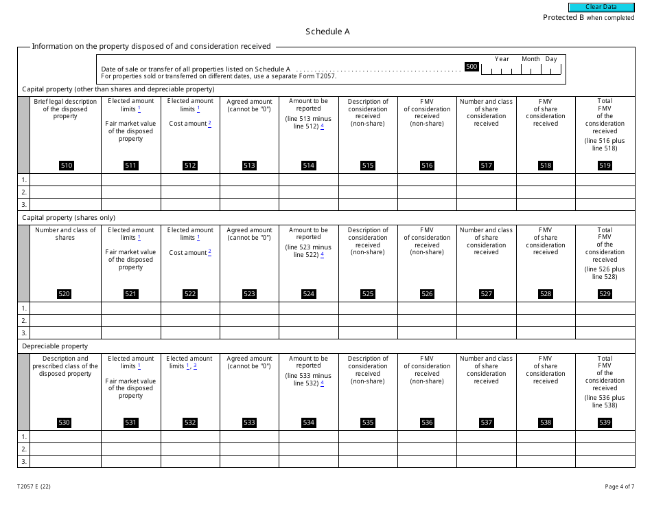 Form T2057 Election on Disposition of Property by a Taxpayer to a Taxable Canadian Corporation - Canada, Page 4