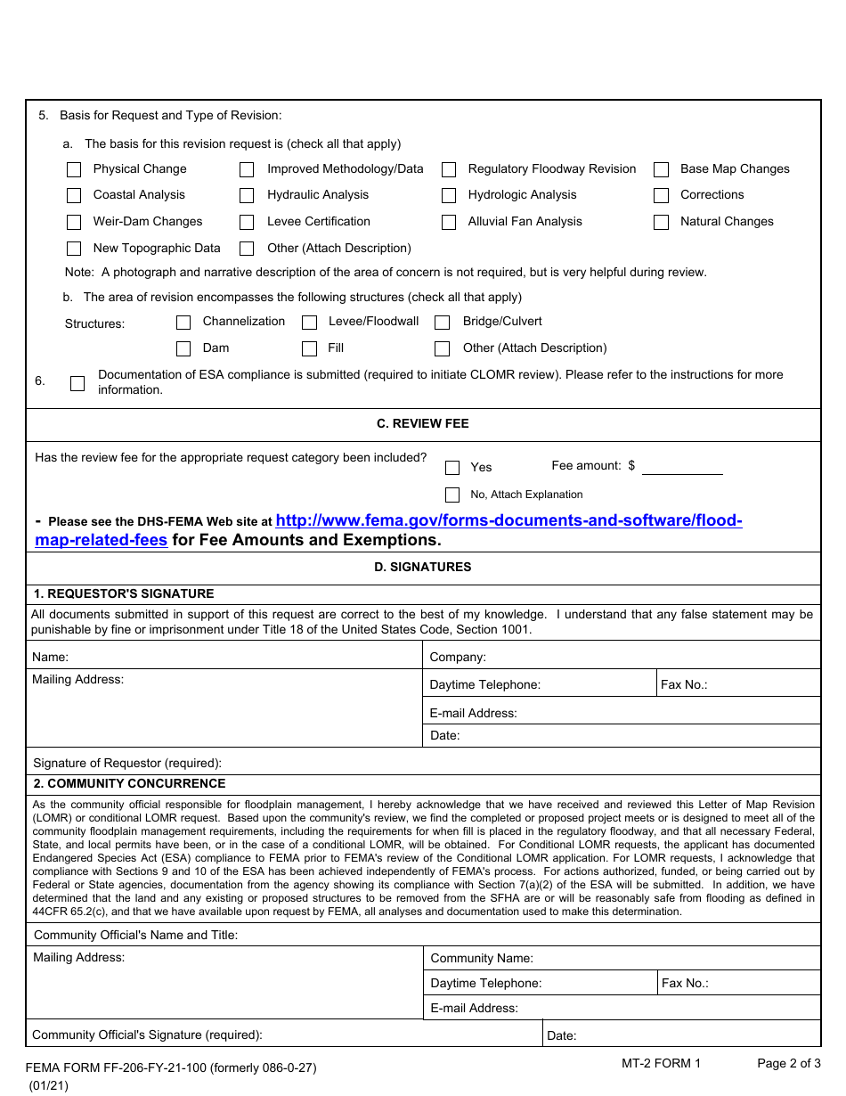 Form MT-2 (1; FEMA Form FF-206-FY-21-100) Overview  Concurrence Form, Page 2