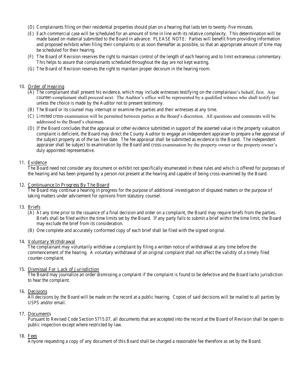 DTE Form 1 Complaint Against the Valuation of Real Property - Butler County, Ohio, Page 4